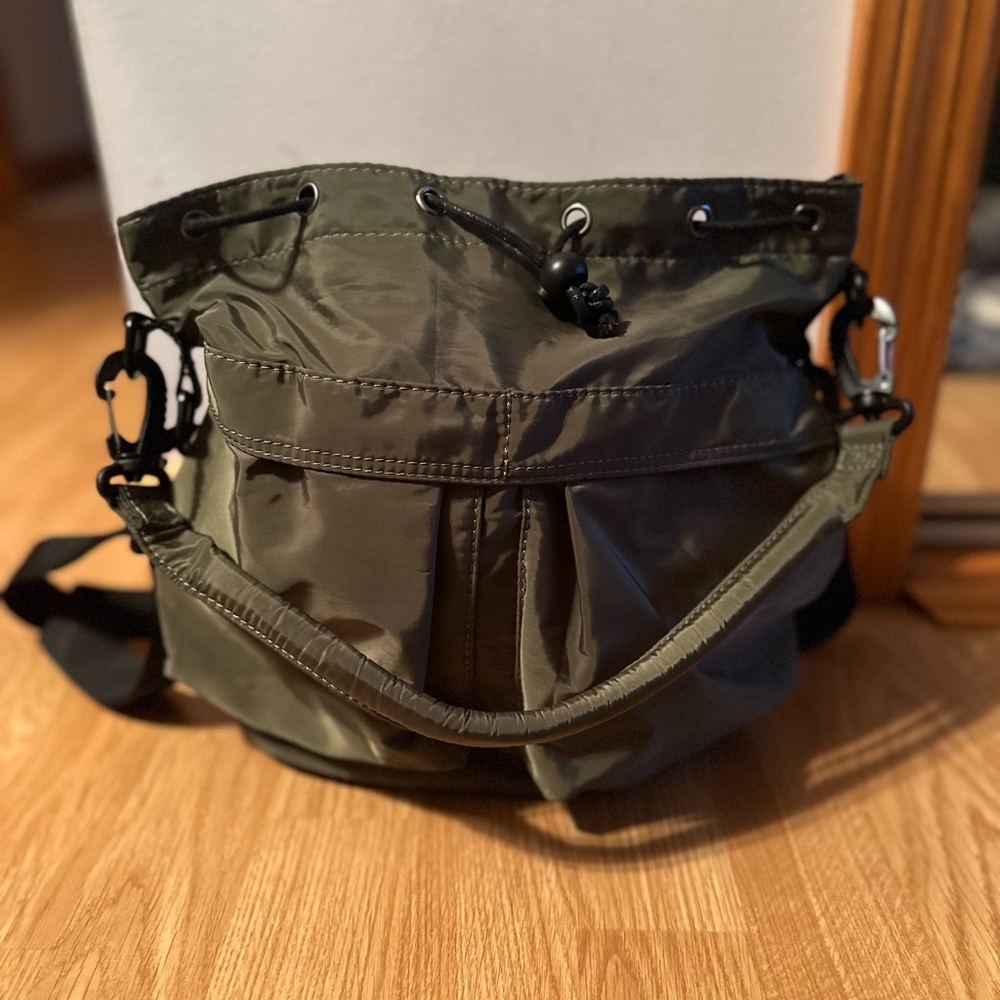 Olive Green Nylon Crossbody Bag